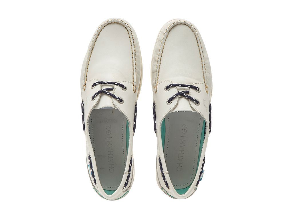 Chatham Leather Boat Shoes For Men - Crew G2 in White, 6-15