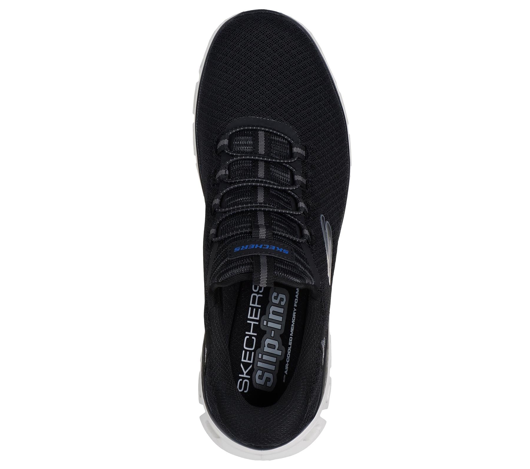 Skechers Slip On Sneaker Shoe For Men Glide-Step Noxus Slip-Ins Stretch Lace in Black, 5.5-13