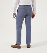 Skopes Men's Tailored Fit Suit Trouser Jude Herringbone in Blue Waist 32 to 56