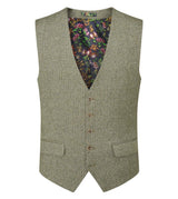 Skopes Men's Jude Waist Coat Herringbone in Sage 34 to 62 Regular