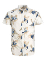 Jack & Jones Men's Plus Size Short Sleeve Shirt in Natural & Navy Size, 1XL to 6XL