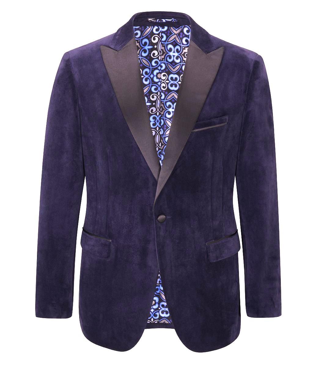 Skopes Men's Tailored Fit Jive Velvet Sports Jacket Blazer in Navy in 54 to 62 Regular to Long