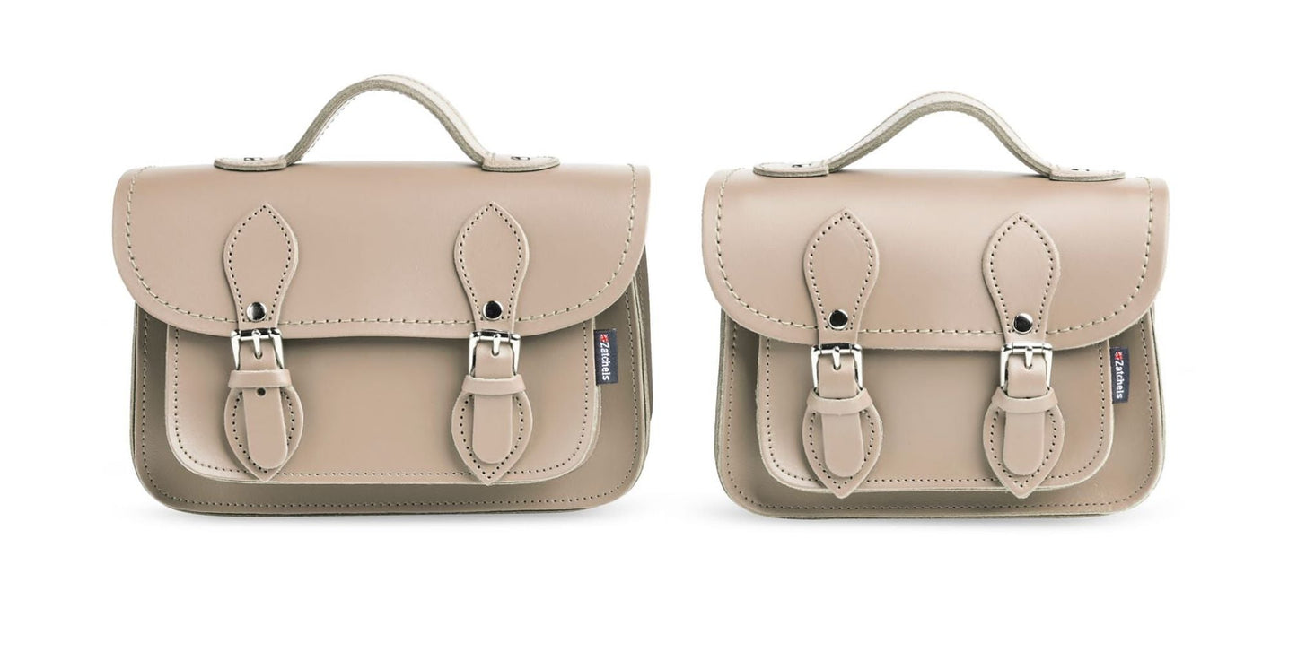 Handmade Leather Micro Satchel - Iced Coffee