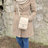 Handmade Leather Festival Phone Bag - Cream