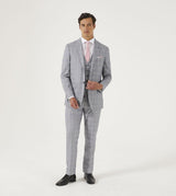 Skopes Men's  Tailored Fit Suit Jacket in Grey Check Pattern Anello 34 to 62