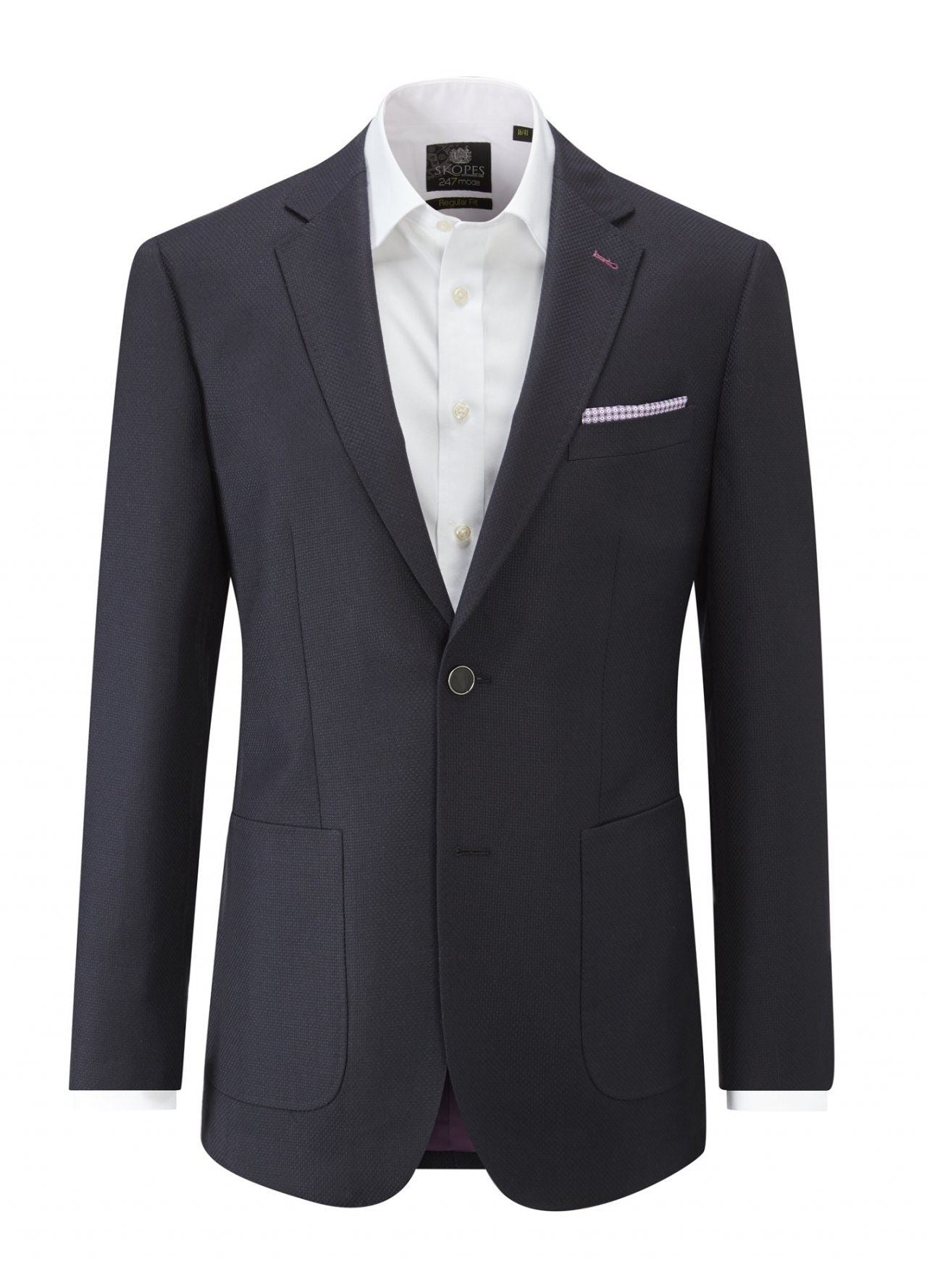 SKOPES Mens Navy Semi Plain Wool Blend Sports Jacket (Harrow) in Navy 48 - 62
