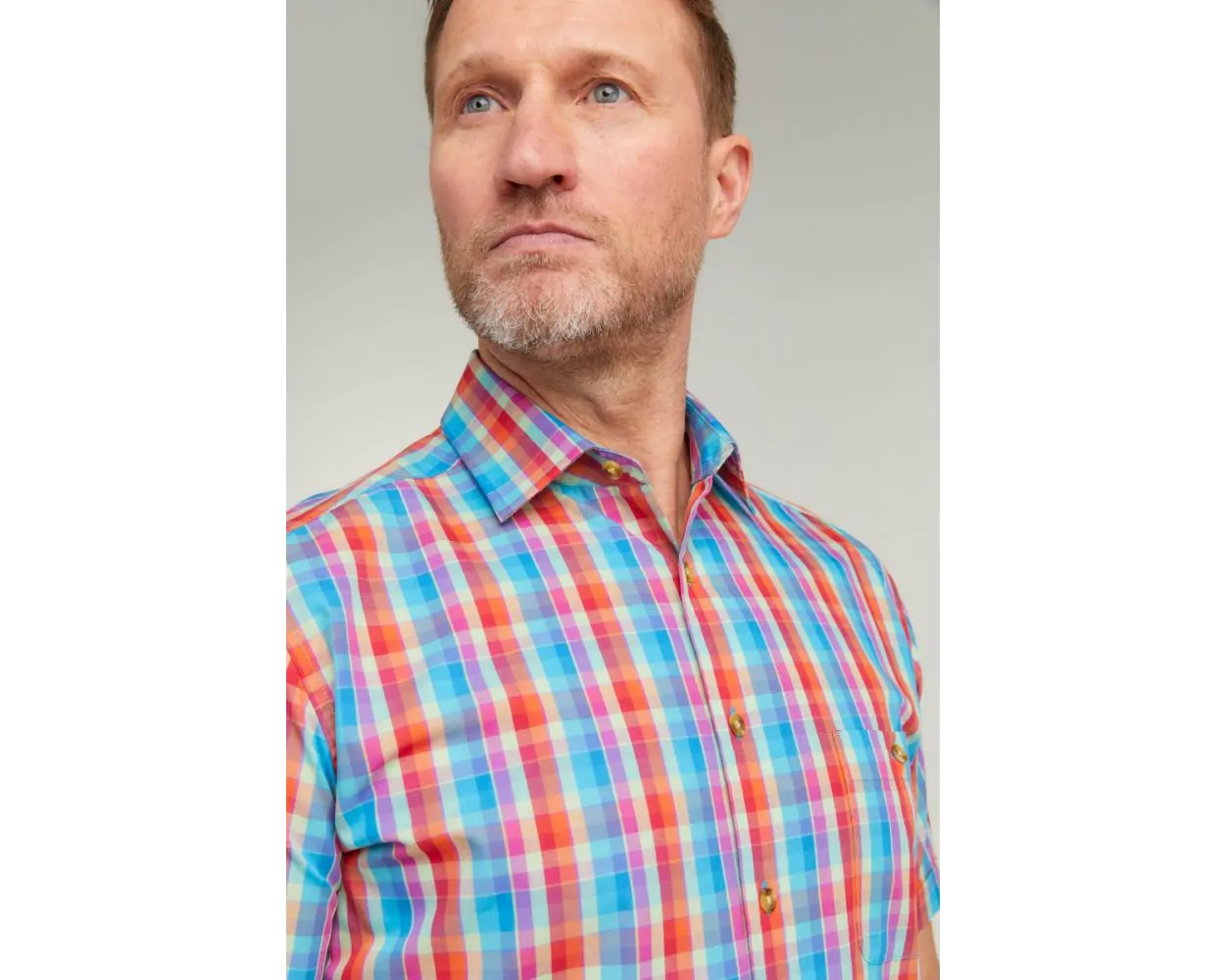 DOUBLE TWO MULTI-COLOURED CHECK SHORT SLEEVE SHIRT 2XL - 5XL