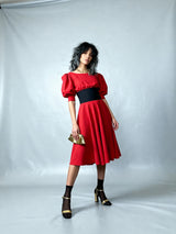Stunning Original 1980's Vintage Zandra Rhodes Bright Red Dress UK 10 - 12
