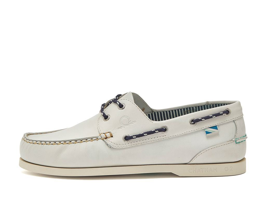 Chatham Leather Boat Shoes For Men - Crew G2 in White, 6-15
