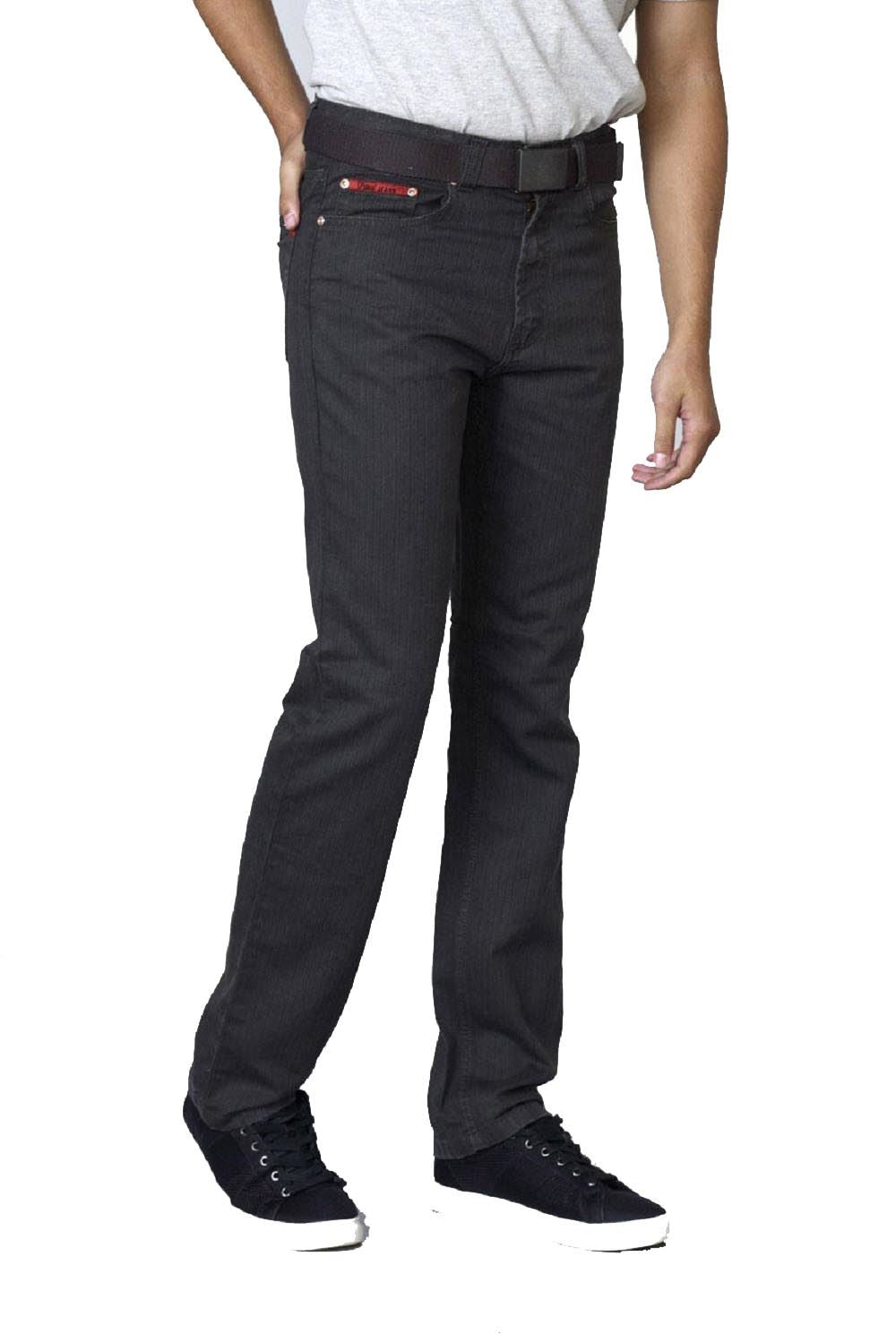 Duke London Mens Big Size Bedford Cord Enzyme Washed Jeans (Canary) in Charcoal