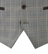 Skopes Dettori Suit Waistcoat For Men in Brown Blue Check, 34R-62R
