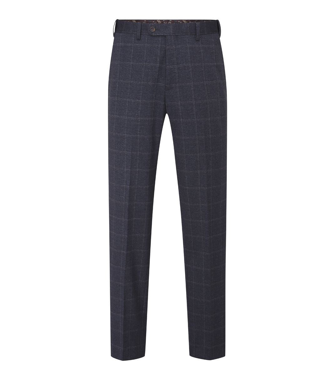 Skopes Thoresby Ultimate Comfort Suit Tailored Trousers For Men in Navy Blue/Grey Check, 30W to 58W