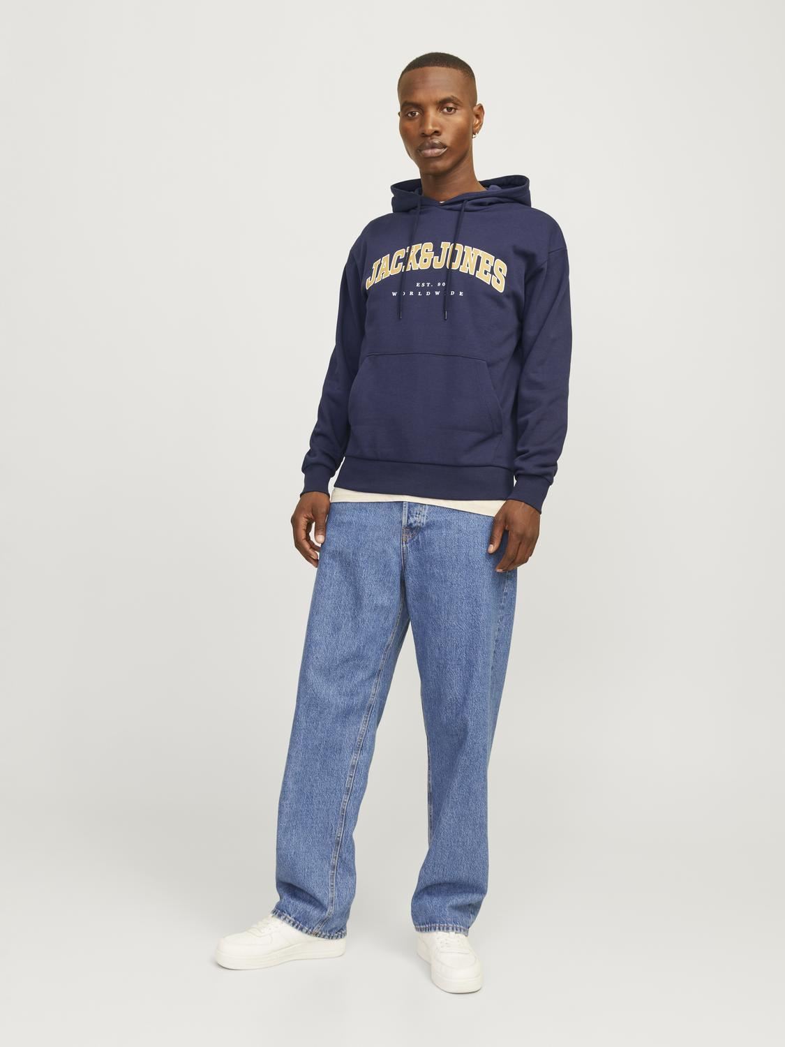 Jack & Jones Sweatshirt Hoodie For Men (JJECALEB VARSITY) in 5 Colours, L-XL