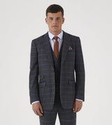 Skopes Tailored Fit Wool Blend Check Suit Jacket Doyle in Grey 34 to 62