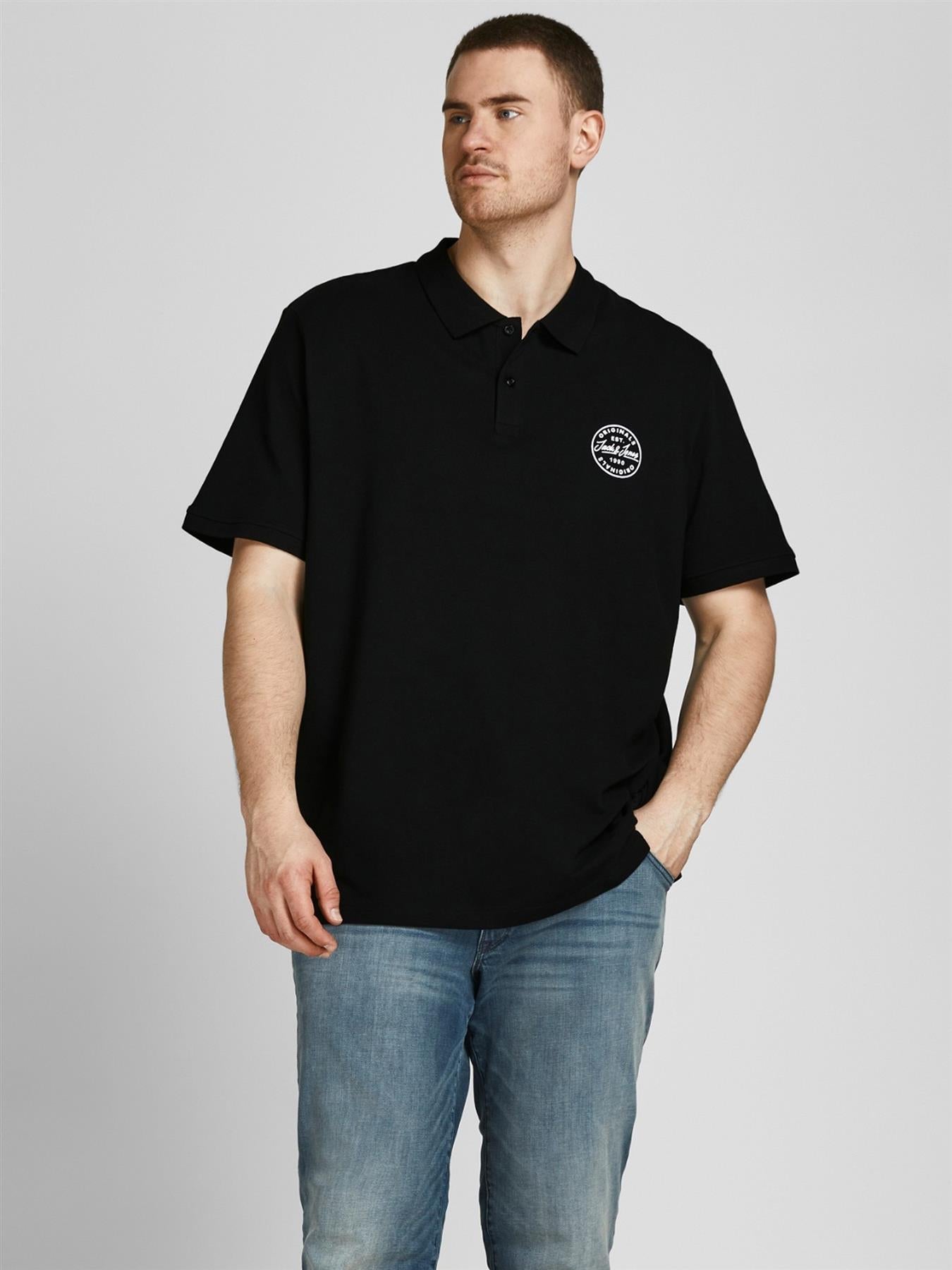 Jack & Jones Men's Plus Size Eshark Classic Short Sleeve Plain Polo Large to 6XL