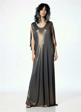 Incredible Vintage Halston Gold / Bronze Kaftan Dress Uk 8 - 14
