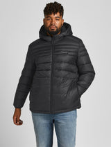 Jack & Jones Plus Size Men's Padded Jacket With Logo Badge in 2XL-6XL, Black