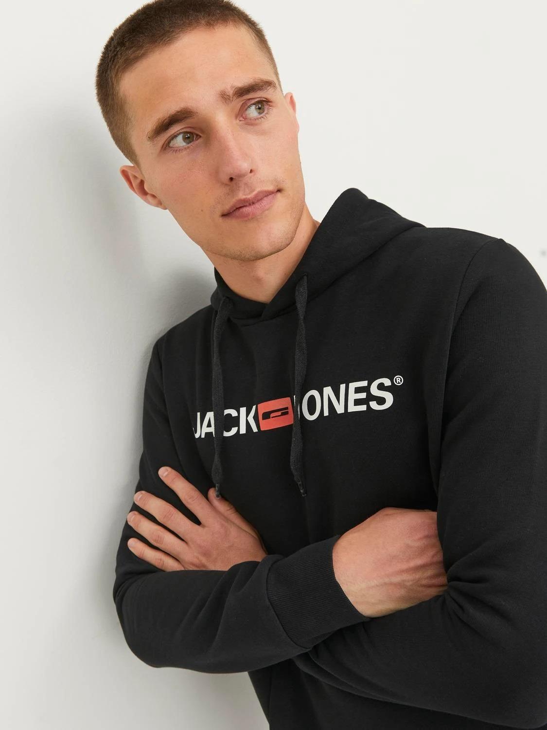 Jack & Jones Old Logo Sweat Hood For Men (JJECORP) in 3 Colours, Large