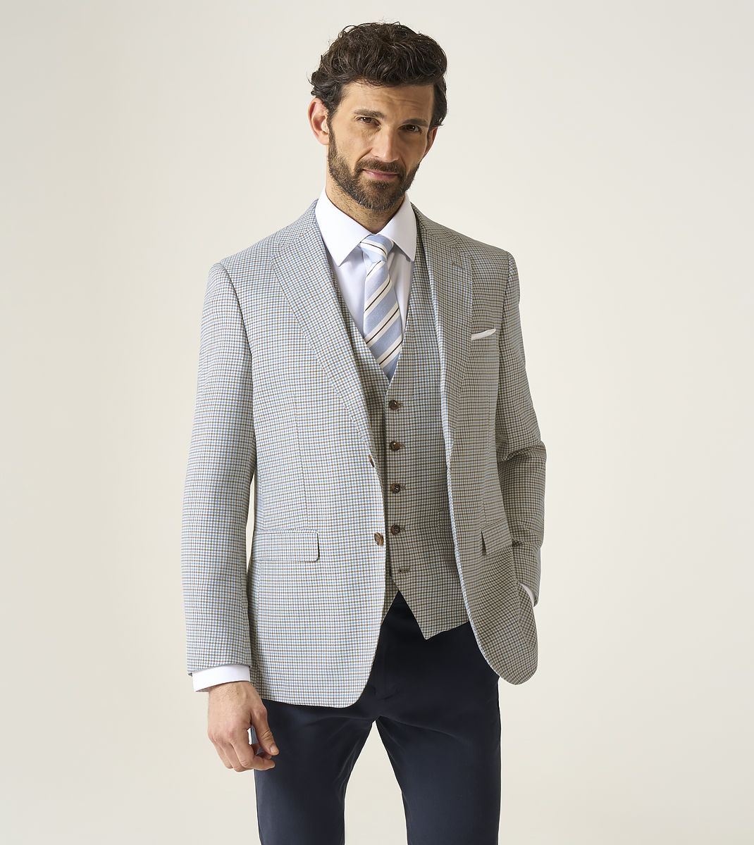 Skopes Carter Tailored Fit Jacket For Men in Brown Puppytooth, 36S-62L