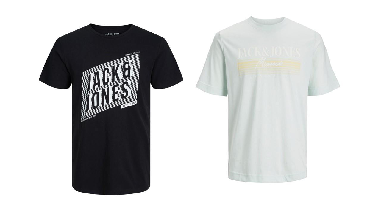 Jack & Jones Twin Pack Short Sleeve Printed Tee Size 1XL
