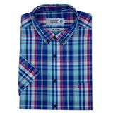 Double Two Life Style Men's Pure Cotton Short Sleeve Check Shirt (1040A) 2XL-5XL
