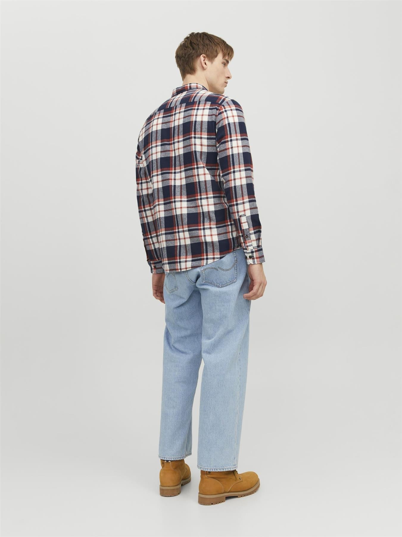 Jack & Jones Long Sleeves Check Shirt For Men (JJECLASSIC AUTUMN) in Hawaiian Sunset, L-XL