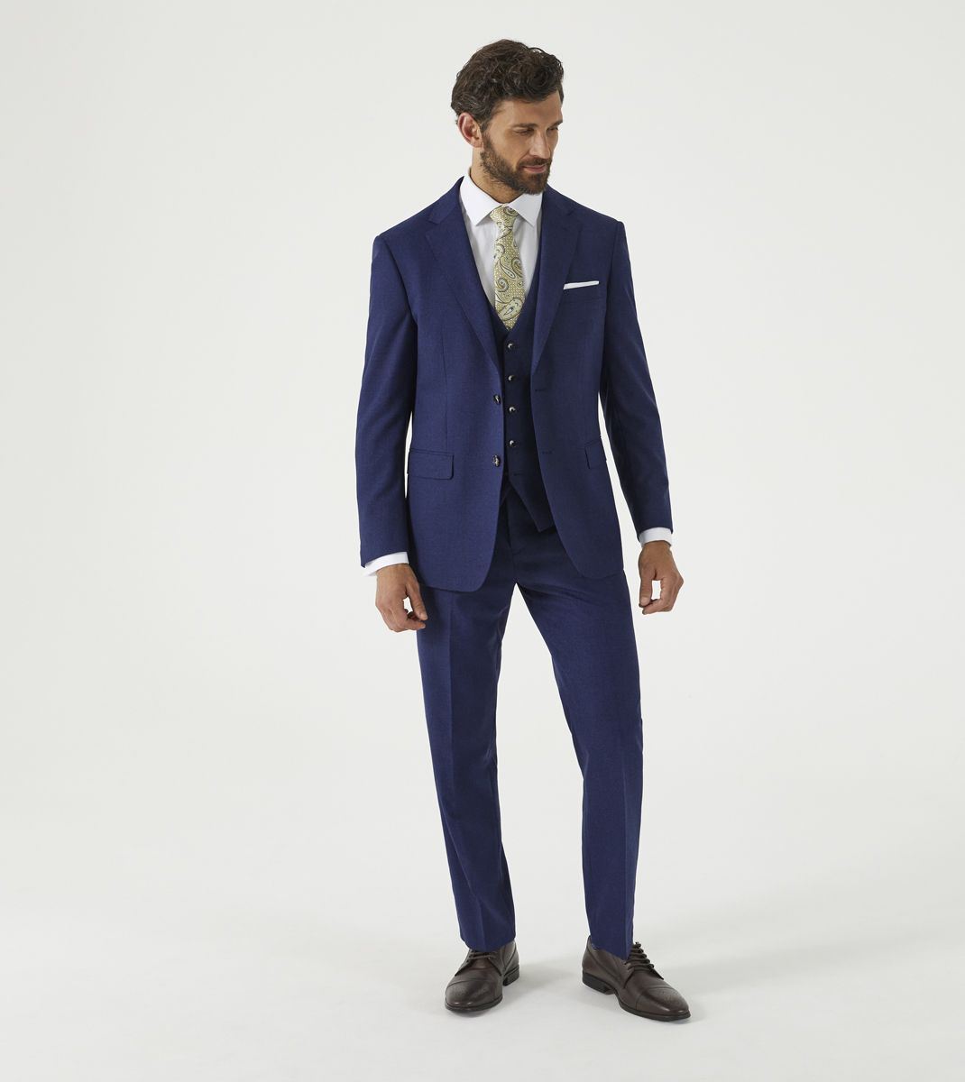 Skopes Jodrell Suit Tailored Fit Trousers For Men in Navy Blue Marl Tweed Effect, 30W to 58W
