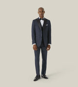 Skopes Cuba Dinner Suit Tailored Fit Trousers For Men in Navy Blue Geo, 30W to 58W