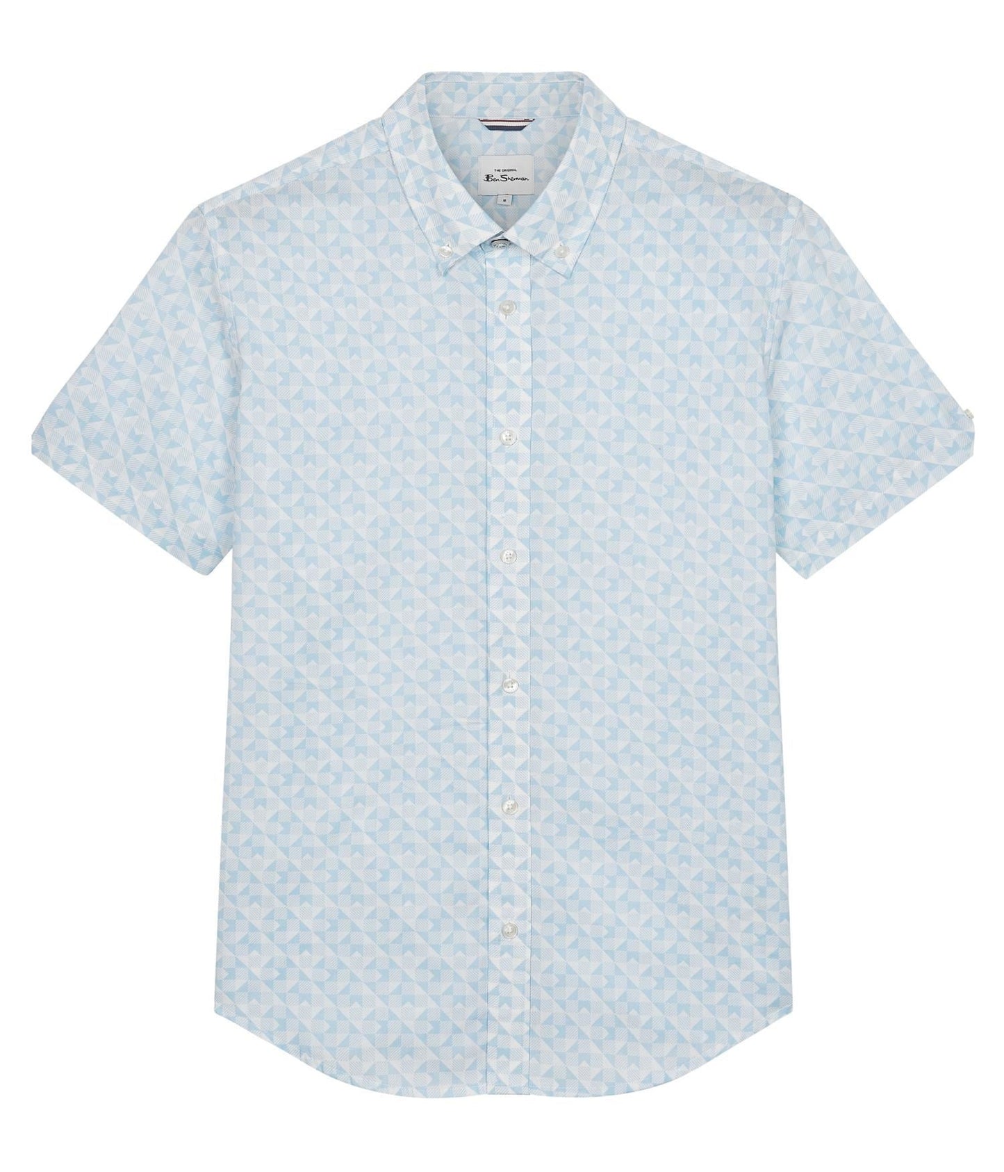 Ben Sherman Signature Optic Geo Print Short Sleeve Shirt for Mens (0075907) in Snow White, 2XL-5XL