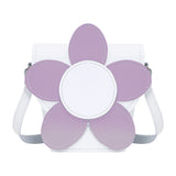 Handmade Leather Daisy Barrel Bag - White & Violet
