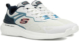 Skechers (232674) Men's Bounder 2.0 - Andal Lace-Up Athletic Style Shoes in White/Navy 8 to 13