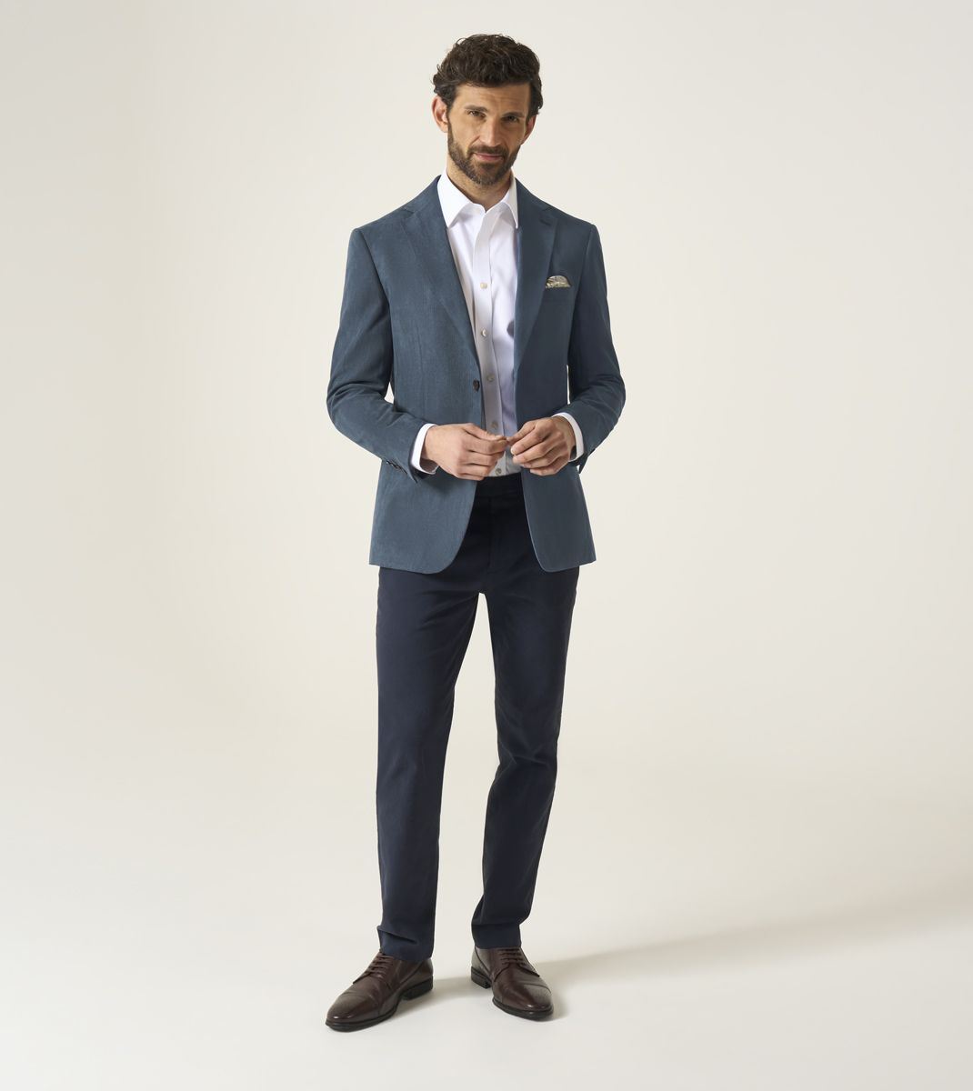 Skopes Tailored Fit Padua Jacket For Men in Blue Herringbone, 36S-62L