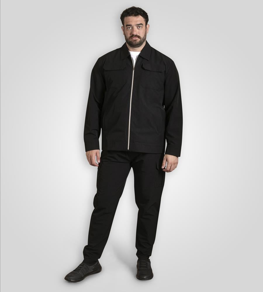 D555 WIMBLEDON Couture Stretch Zip Through Jacket For Men in Black, 2XL-6XL