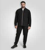 D555 WIMBLEDON Couture Stretch Zip Through Jacket For Men in Black, 2XL-6XL