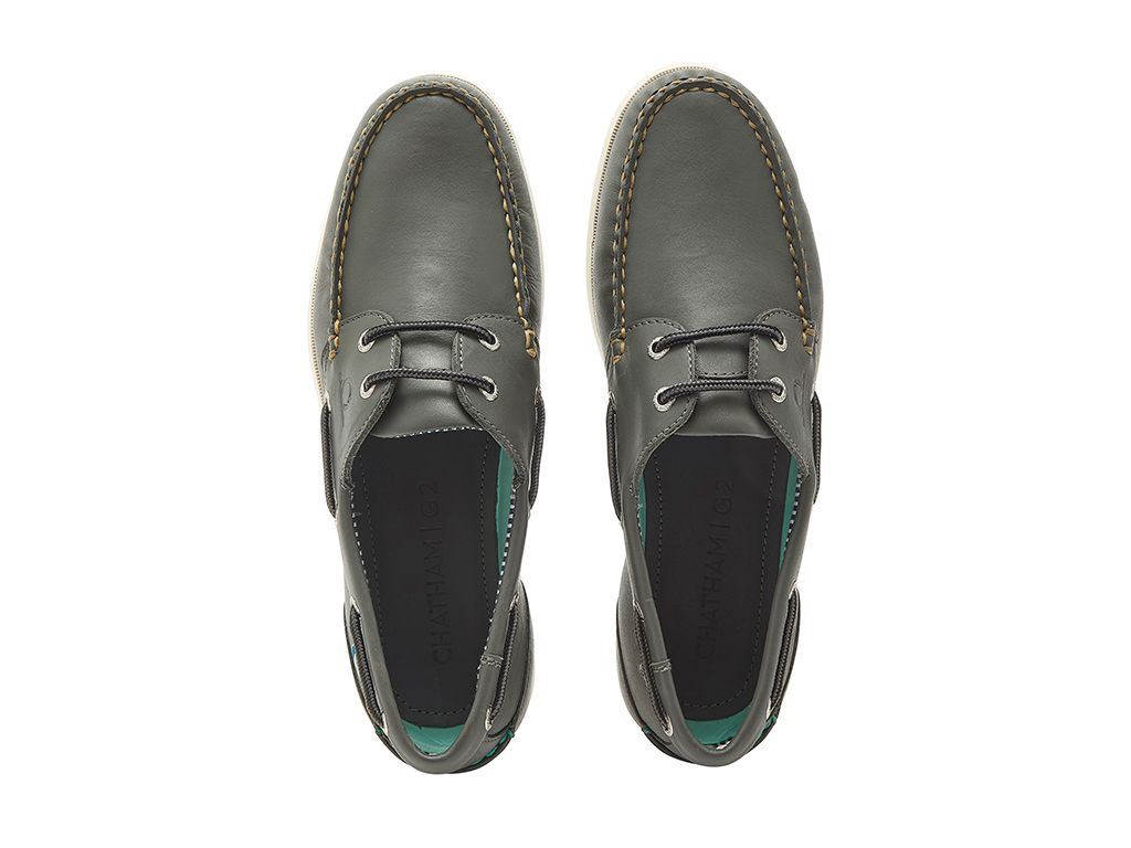 Chatham Leather Boat Shoes For Men - Crew G2 in Dark Grey, 6-15
