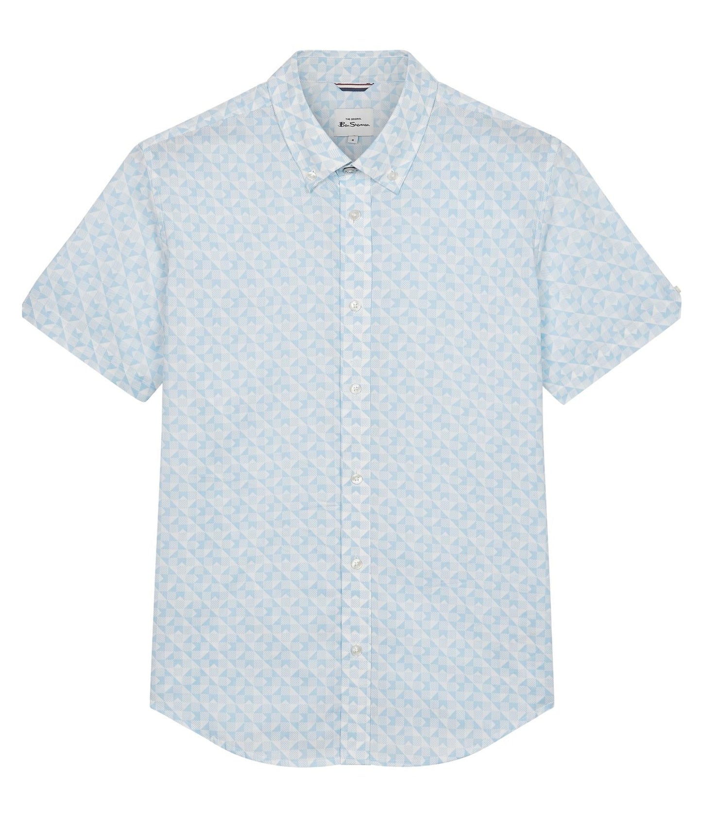 Ben Sherman Signature Optic Geo Print Short Sleeve Shirt for Mens (0075907) in Snow White, 2XL-5XL