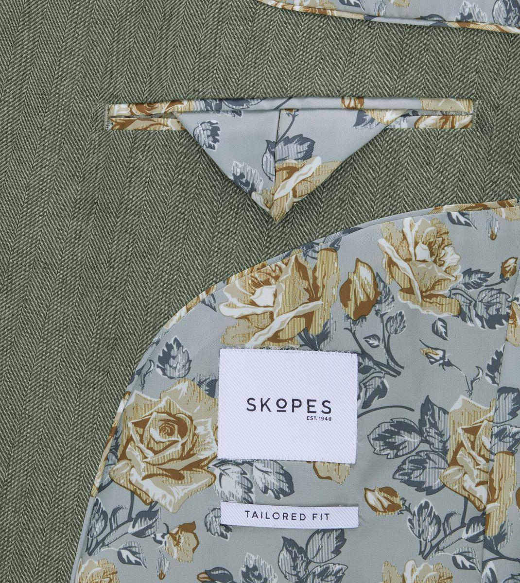 Skopes Calvados Linen Blend Tailored Fit Suit Jacket For Men in Sage, 36S-62L