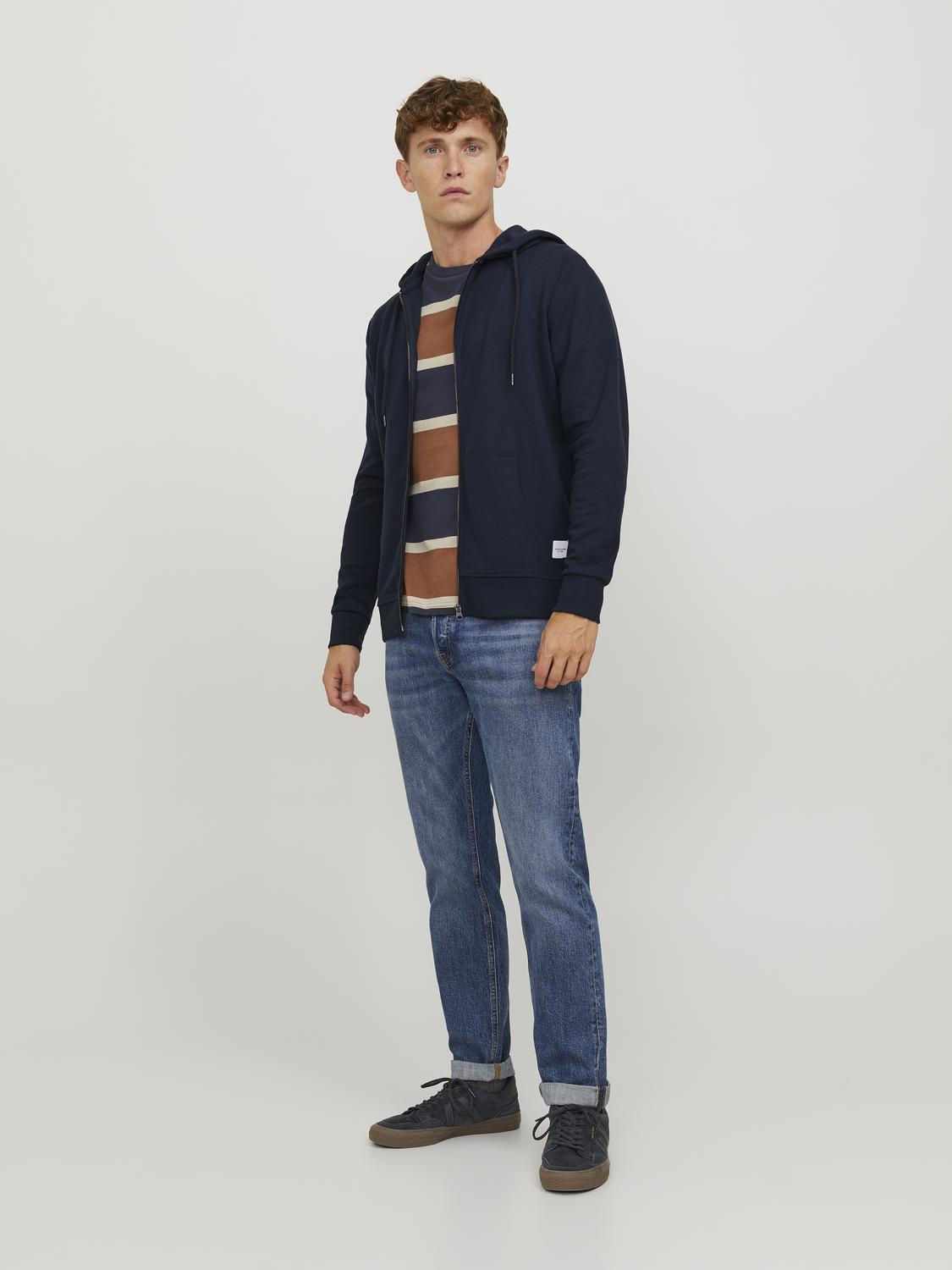 Jack & Jones Sweatshirt Zip Hoodie For Men (JJEBASIC) in 3 Colours, L-XL