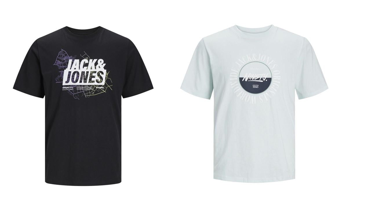 Jack & Jones Twin Pack Short Sleeve Printed Tee Size 1XL