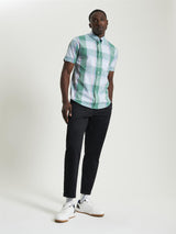 Ben Sherman Overcheck Short Sleeve Shirt For Men in Forest, 2XL-5XL