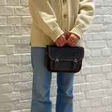 Leather Midi Satchel - Double Stitch - Graphite