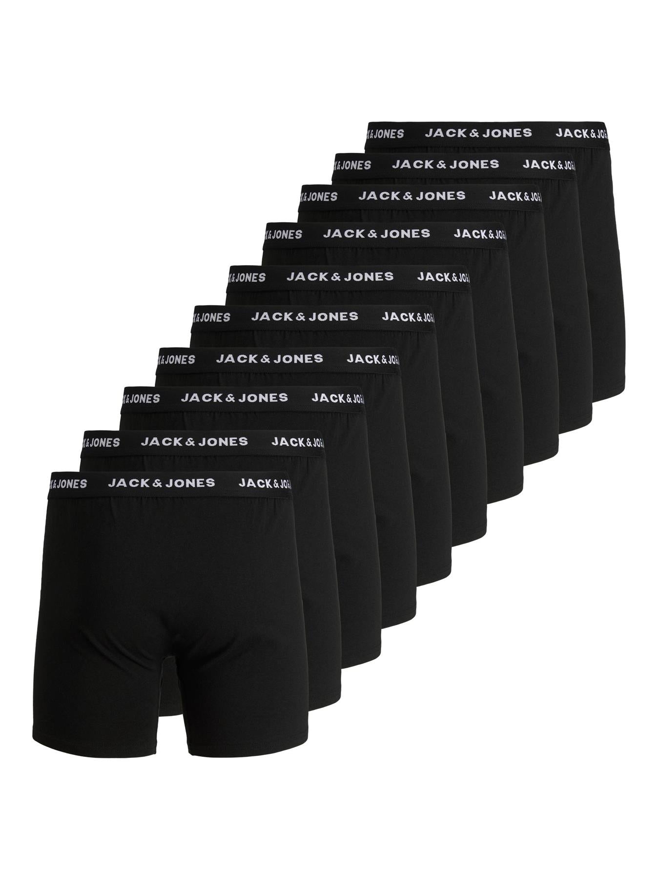 Jack & Jones Men's Basic Trunks 10 Packs in 3XL-6XL, Black