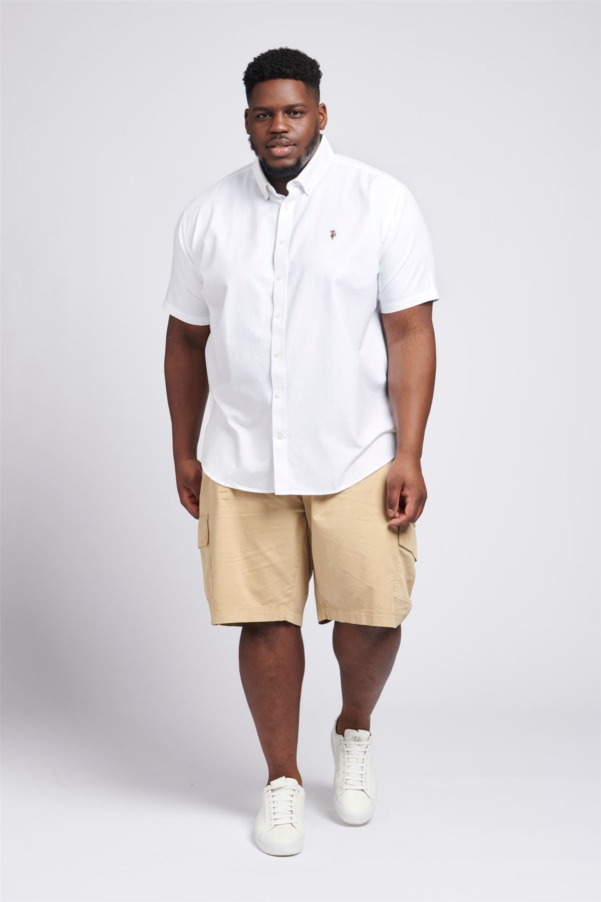 US Polo Plus Size Oxford Short Sleeve Shirt in Bright White, 3XL-5XL