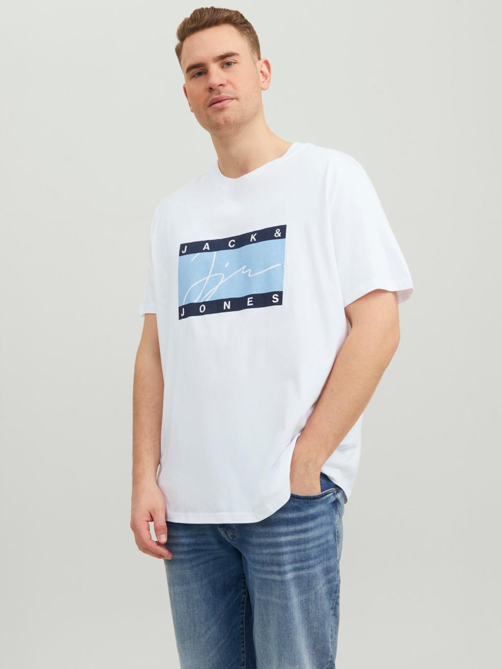 Jack & Jones Men's Plus Size JORJOSHUA Crew Neck Tee in 3 Colours 1XL to 6XL