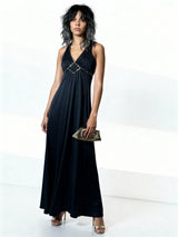 Original 1970's Vintage Black & Gold Sequin Dress by Mr Darren UK 8 - 12