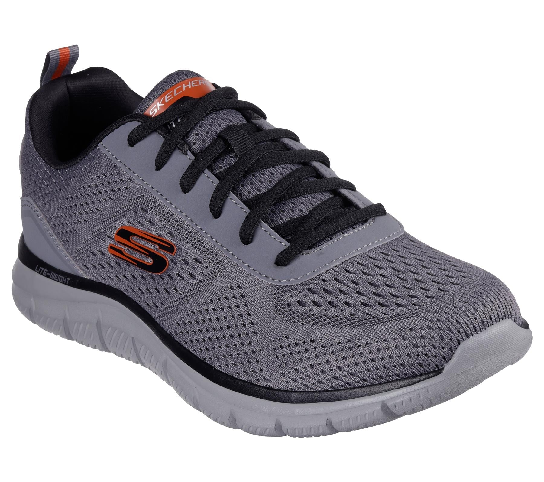 Skechers Lace Up Shoe For Men Track Leshur in Charcoal/Orange, 5.5-13