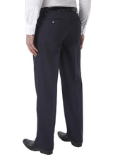 SKOPES Mens Wool Blend Flat Front Trousers in Navy