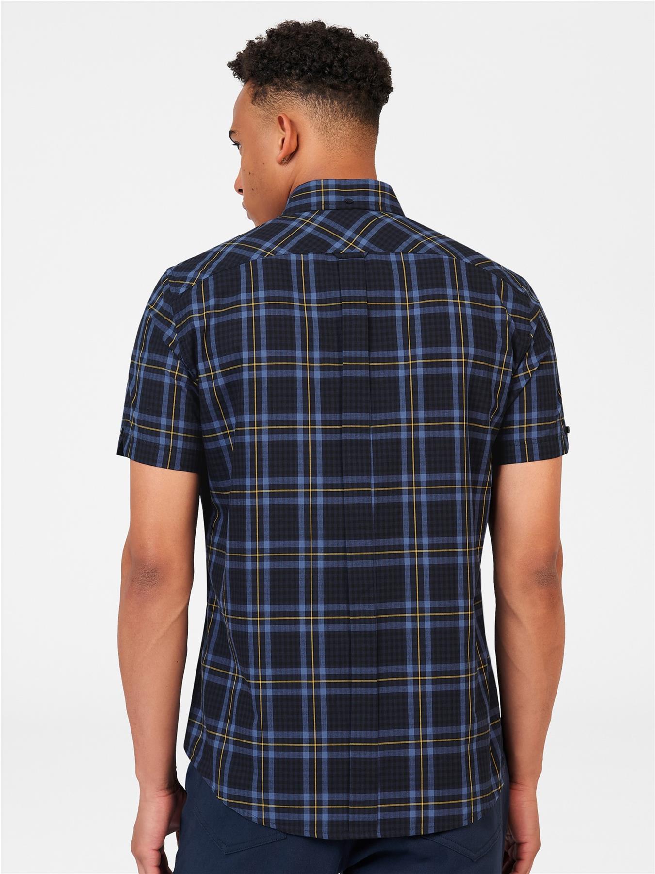 Ben Sherman Men's Short Sleeve Frame Check Cotton Shirt Size 2Xl-5Xl