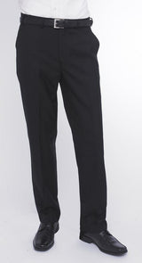 SKOPES WOOL BLEND FLAT FRONT TROUSERS IN BLACK
