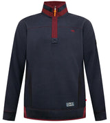 D555 LEICESTER 1 Quarter Neck Fleece Sweatshirt For Men (Tall) in Navy, LT-3XLT